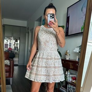 Aidan Mattox cream lace dress, size 2